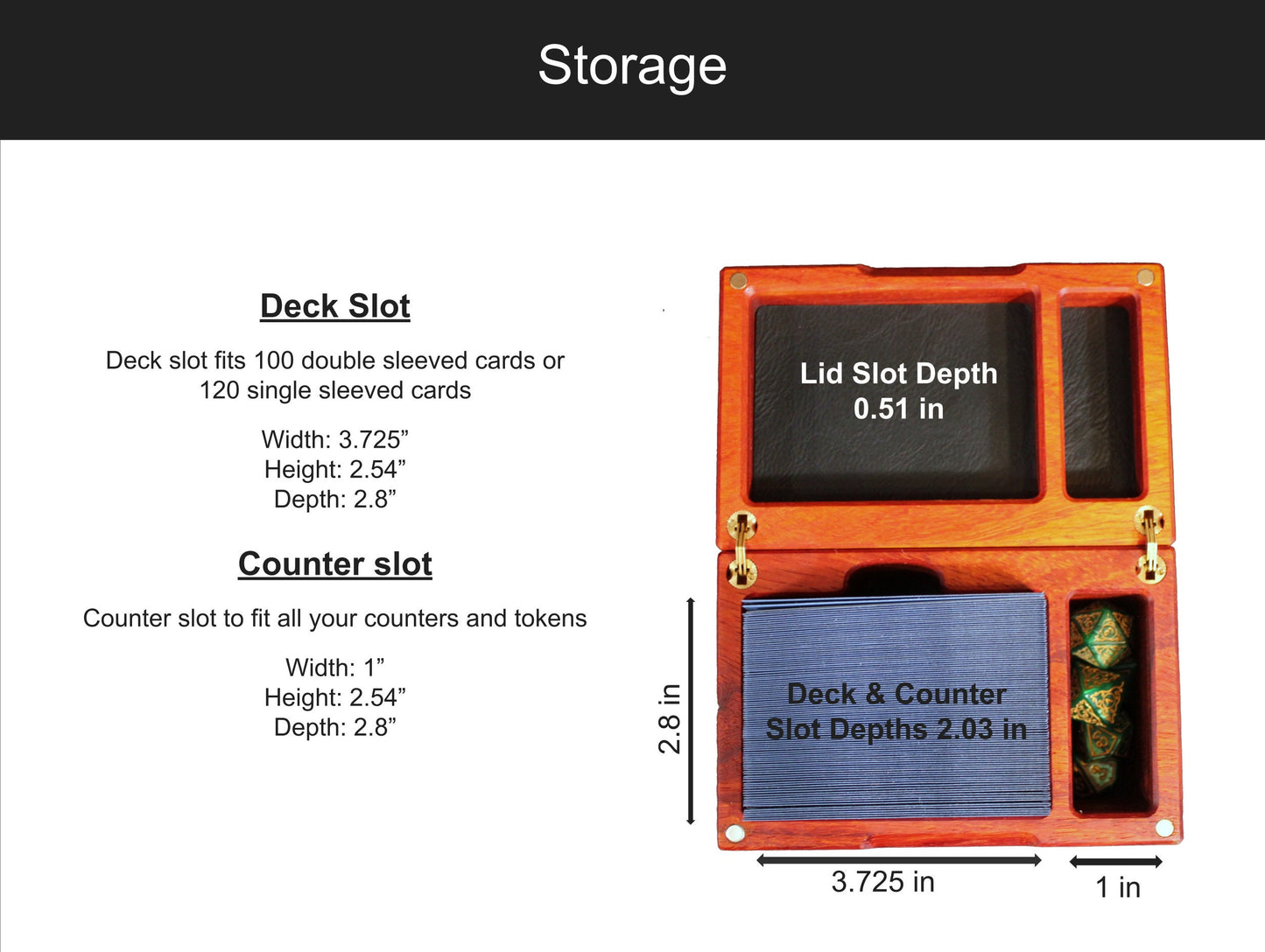 Personalized Hardwood Commander Deck Box with Counter & Token Storage