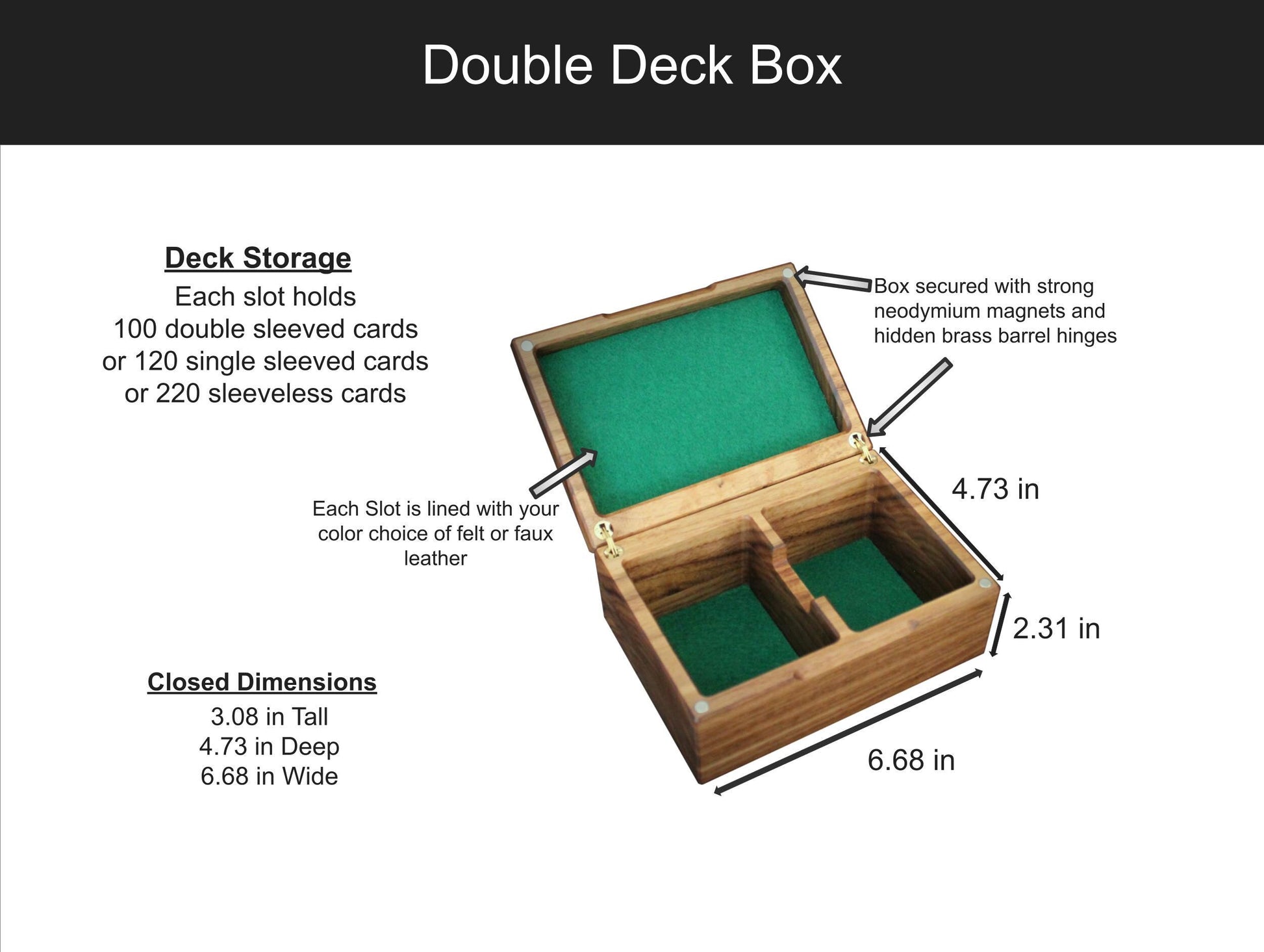 Personalized Hardwood Double Commander Deck Box