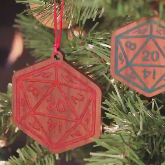 Walnut D20 Christmas Ornament